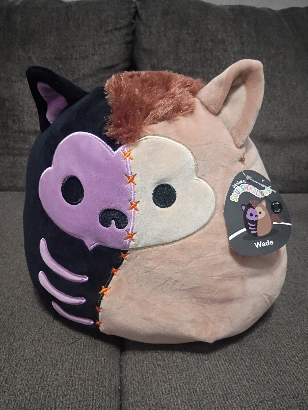 Squishmallows 11" Two-Tone Wade Plush - Black, Purple & Tan Skeleton Werewolf